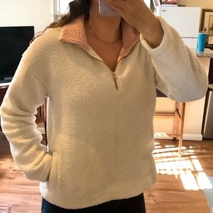 Cream & Pink Sherpa Sweatshirt